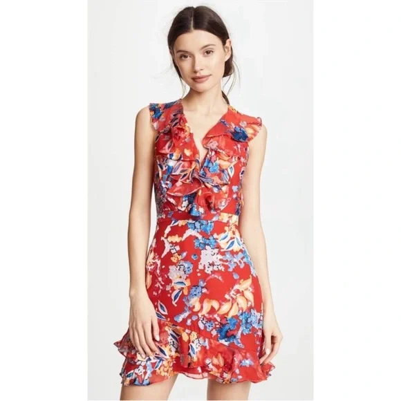 Saloni Cece red floral dress - Picture 1 of 8